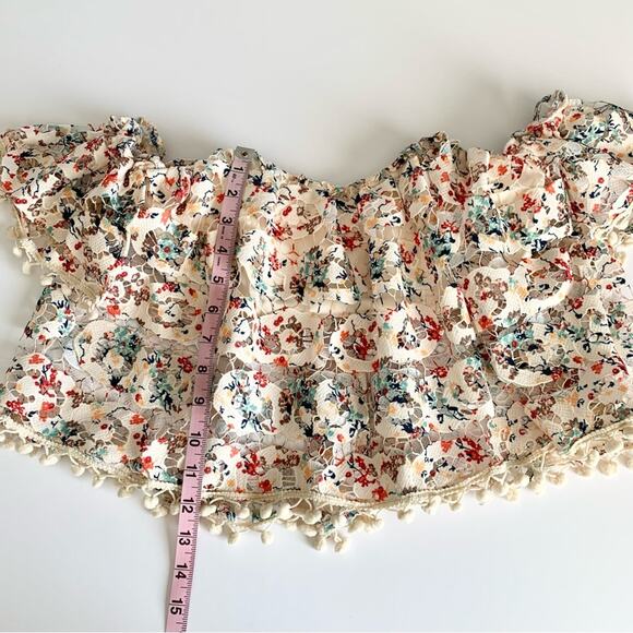Tularosa Revolve Amelia Rainbow Lace Off The Shoulder Boho Crochet Crop Top XS - Picture 6 of 14